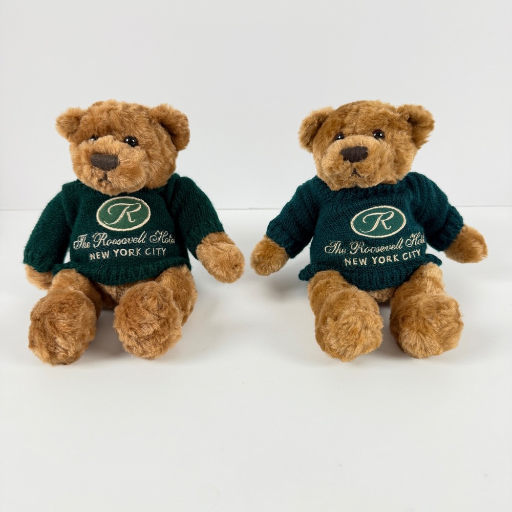 Vintage 2003 GUND Roosevelt Hotel Teddy Bear Plush Lot 2 NYC Sweater